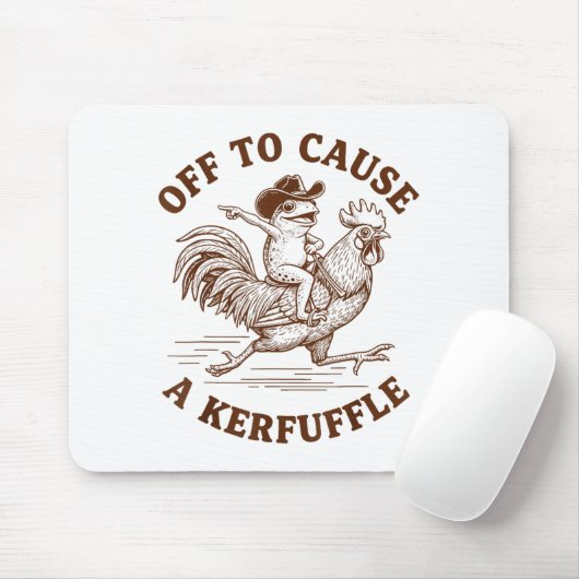 Tapis De Souris Off To Cause A Kerfuffle Funny Cowboy Frog Riding (Avec souris)