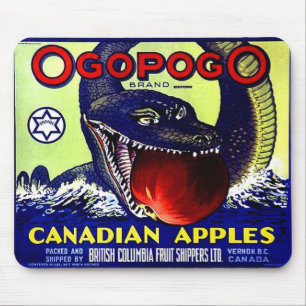Tapis De Souris Ogopogo étiquette de caisses de fruits canadiens d