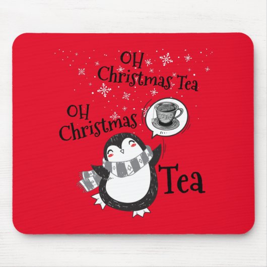 Tapis De Souris Oh Christmas Tea Penguin Lover - Boisson de thé (Devant)
