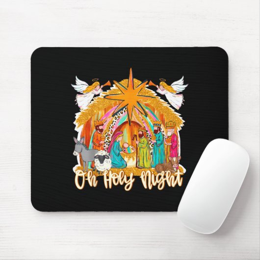 Tapis De Souris Oh Holy Night Christian Nativity Scene Christmas R (Avec souris)