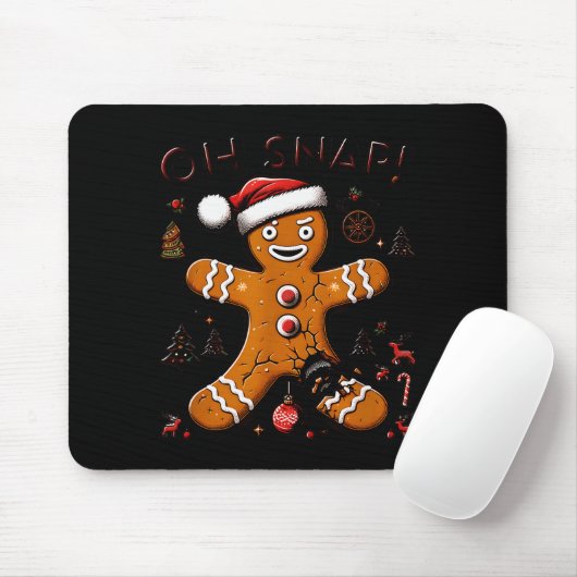 Tapis De Souris Oh Snap Gingerbread Man Christmas Funny Cookie Ugl (Avec souris)