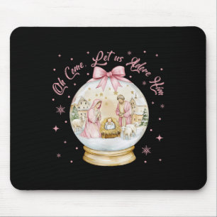 Tapis De Souris Oh Venez Admirez-Le Scène De La Nativité Snow Glob