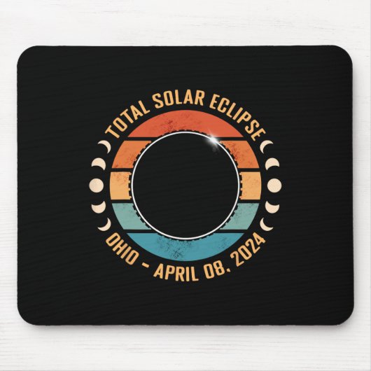 Tapis De Souris Ohio 2024 Total Éclipse Solaire Parcours Totalité (Devant)