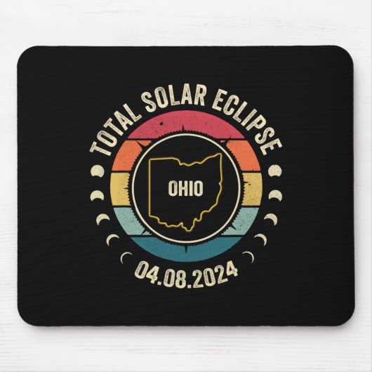 Tapis De Souris Ohio Total Solar Eclipse 2024 American Totality Ap (Devant)