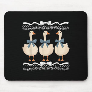 Tapis De Souris Oie de maman avec oie de bébé Vintage ruban bleu G