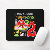 Tapis De Souris Oink Baa Moo I'm 2 Farm Animals 2nd Birthday Two Y (Avec souris)