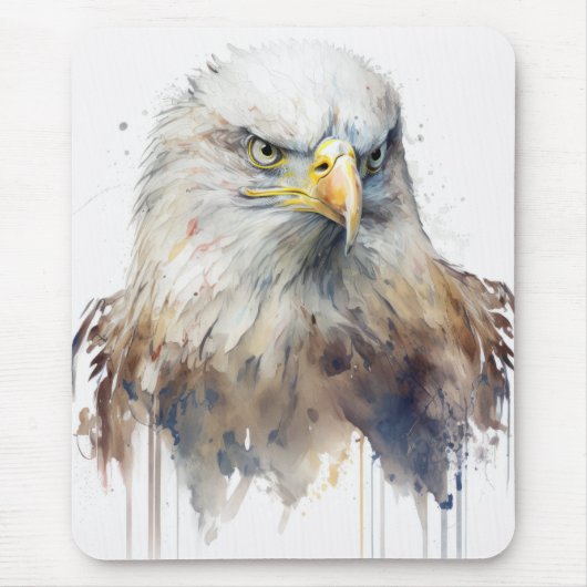 Tapis De Souris Oiseau Aigle Portrait Animal Peinture Faune Gratui (Devant)