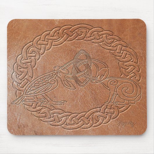 Tapis De Souris Oiseau celtique et lapin avec cadre (Devant)
