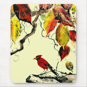 Tapis De Souris Oiseau chinois en automne