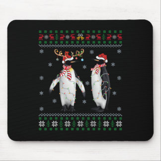 Tapis De Souris Oiseau de Noël laid Lumières de Santa Hat Penguin