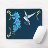 Tapis De Souris Oiseau de ronflement dans Mousepad bleu (Avec souris)