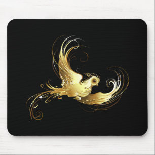 Tapis De Souris Oiseau d'or sur Arrière - plan noir