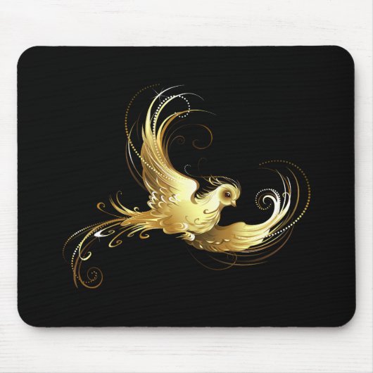 Tapis De Souris Oiseau d'or sur Arrière - plan noir (Devant)