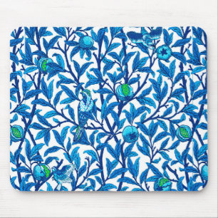 Tapis De Souris Oiseau et grenade Art Nouveau, Bleu de Cobalt