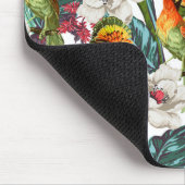 Tapis De Souris Oiseau et monogramme exotique du motif de fleur | (Coin)