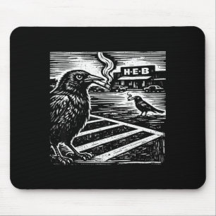 Tapis De Souris Oiseau grackle texan fumant satire drôle bizarre