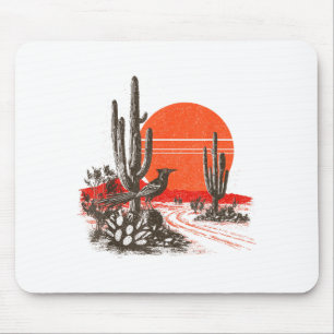 Tapis De Souris Oiseau Grand Géocoucou Désert Cactus Arizona Nouve
