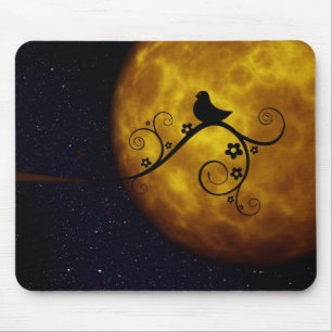 Tapis De Souris Oiseau mignon dans le clair de lune