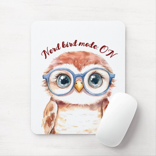 Tapis De Souris Oiseau Nerd geek (Avec souris)