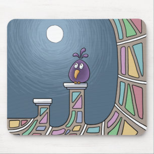 Tapis De Souris Oiseau pourpre Tiki avec fond de souris pleine lun
