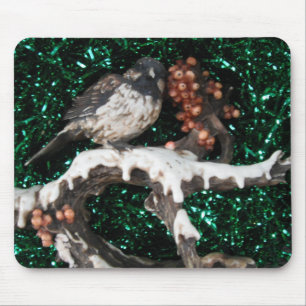 Tapis de souris Oiseau Scène d'hiver