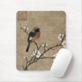 Tapis De Souris Oiseau sur une branche de floraison (Avec souris)