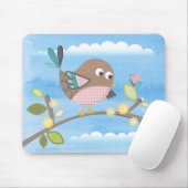 Tapis De Souris Oiseau sur une branche Mousepad (Avec souris)