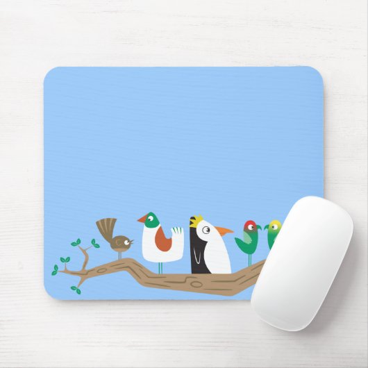Tapis De Souris Oiseaux dans un arbre (Avec souris)