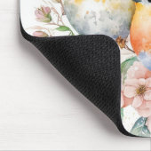 Tapis De Souris Oiseaux D'Aquarelle Sur Branche De Fleur (Coin)
