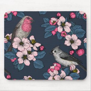 Tapis De Souris Oiseaux et fleurs