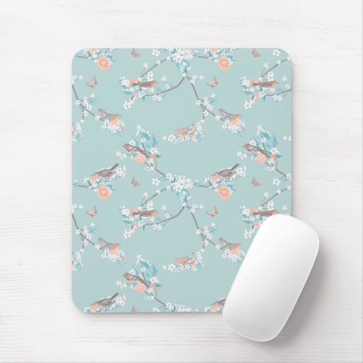 Tapis De Souris Oiseaux et fleurs (Avec souris)