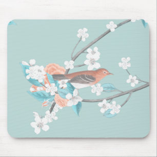 Tapis De Souris Oiseaux et fleurs