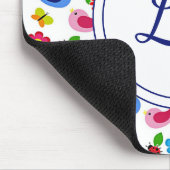 Tapis De Souris Oiseaux et fleurs printemps motif blanc (Coin)