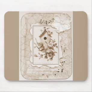 Tapis De Souris Oiseaux Et Maison Shabby Chic