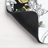 Tapis De Souris Oiseaux et papillons sur un Arrière - plan noir et (Coin)