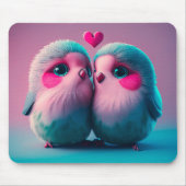 Tapis De Souris Oiseaux mignons Amour Coeurs Saint Valentin (Devant)
