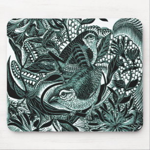 Tapis De Souris Oiseaux Mignons En Art Vintage Forestier