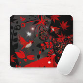 Tapis de souris Oiseaux rouges asiatiques (Avec souris)