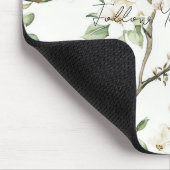 Tapis De Souris Oiseaux verts fleurs blanches arbre (Coin)