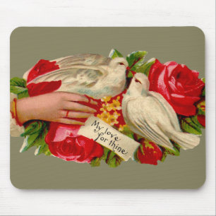 Tapis De Souris Oiseaux vintage amour victorien colombe art classi