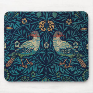 Tapis De Souris Oiseaux William Morris. Motif vintage animal bleu