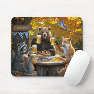 Tapis De Souris Oktoberfest dans la forêt avec la faune