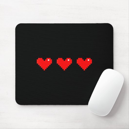 Tapis De Souris Old 8 Bit Heart Arcade Retro Xel Gamer Valentine's (Avec souris)