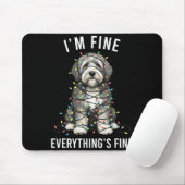 Tapis De Souris Old English Sheepdog Christmas I'm Fine Everything (Avec souris)