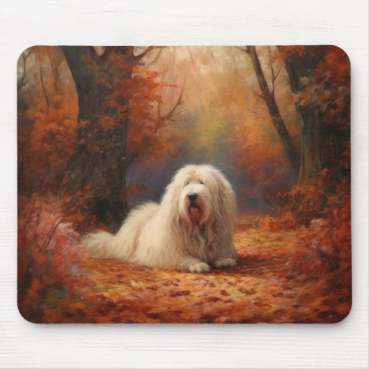 Tapis De Souris Old English Sheepdog en automne Leaves Fall Inspir (Devant)