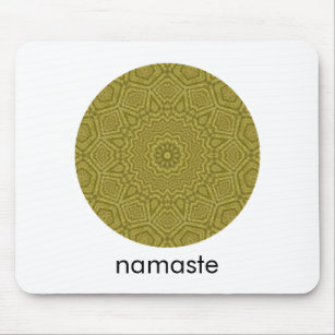 Tapis De Souris Olive and Gold Round Mandala Art Namaste