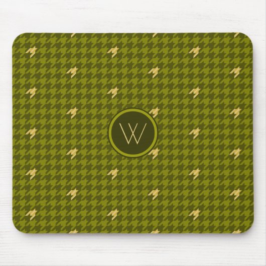 Tapis De Souris Olive with Gold Accent Houndstooth Mousepad (Devant)