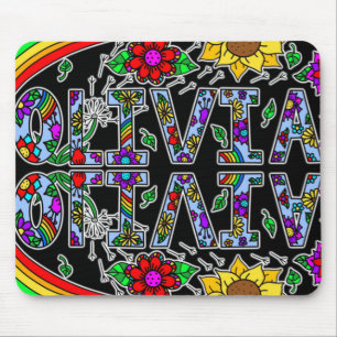 Tapis De Souris Olivia, Digital Folk Art Style Girl's Name