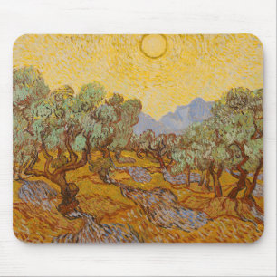 Tapis De Souris Oliviers de Van Gogh Ciel Soleil Jaune