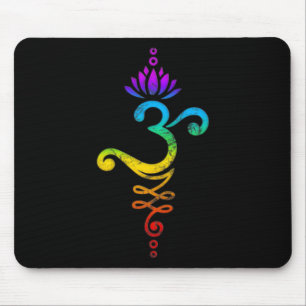 Tapis De Souris Om Mantra, Yoga, Symbole, Fleur de Lotus, Arc-en-c